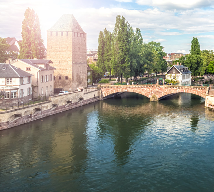 Covered Bridges (Ponts Couverts ) in Strasbourg, France.