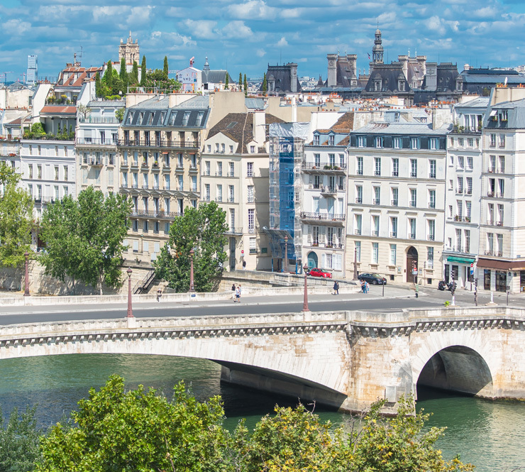 A landscape shot of residential buildings in Paris, France