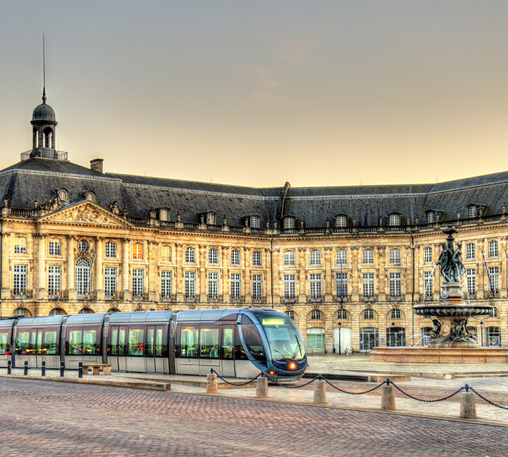 Tram on Place de la Bourse in Bordeaux - France, Gironde