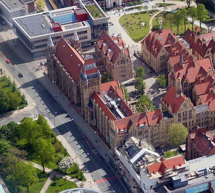 Aerial view of the University of Manchester