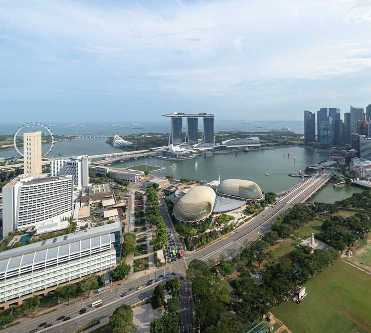 Urban skyline and cityscape in Marina Bay, Singapore.