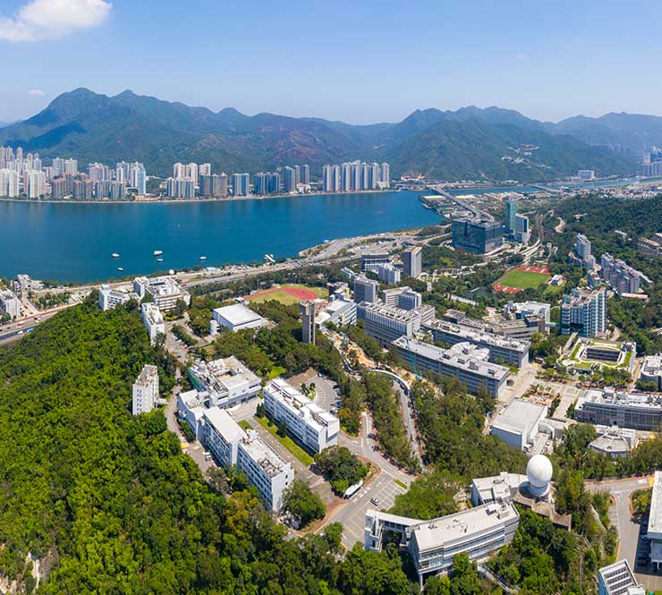 Aerial view of Chinese University of Hong Kong.