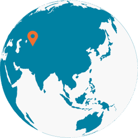 globe with pin in Kazakhstan
