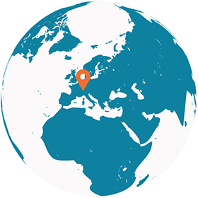 Globe of the world with a pin on Switzerland