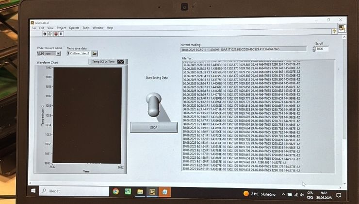 An early version of the program to plot incoming data