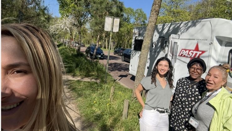 Karishma Lawrence with colleagues on internship in Paris, France