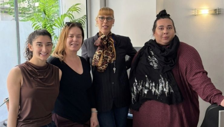 Karishma Lawrence with colleagues on internship in Paris, France