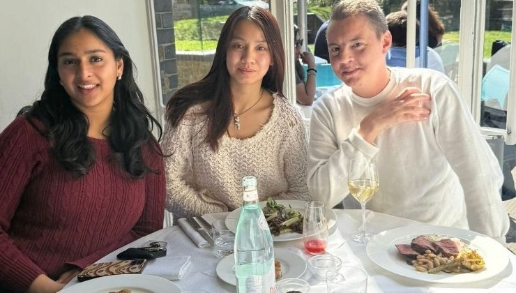 Prakriti Saxena with colleagues on internship in England