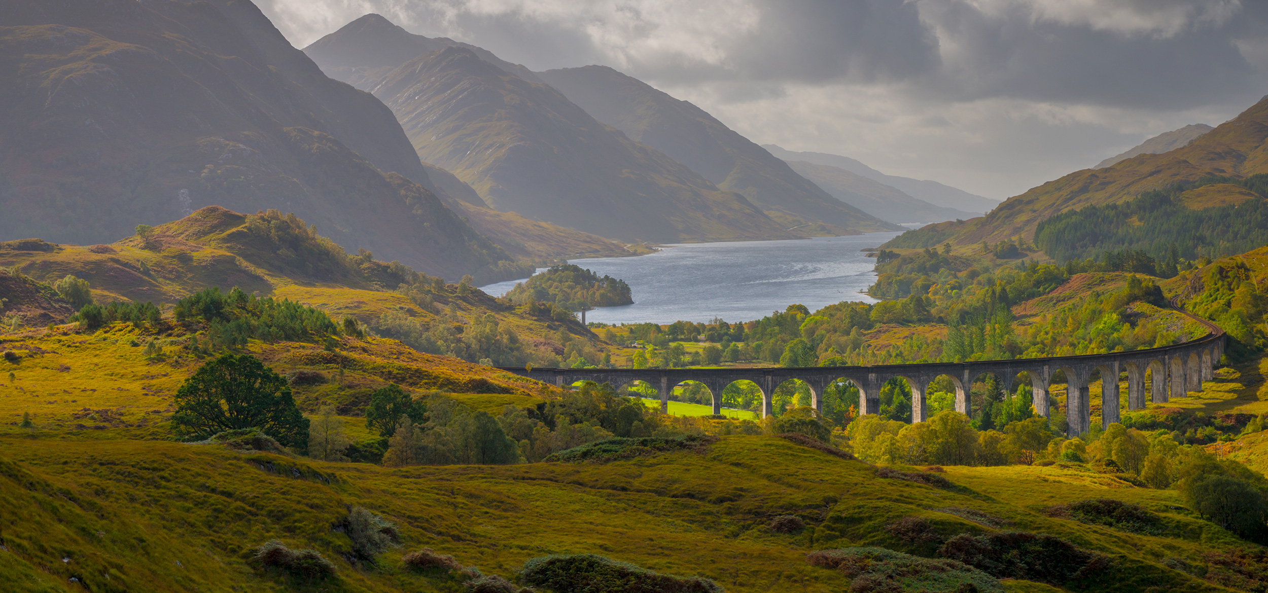 Glenfinnan Railway Viaduct, part of the West Highland Line, Glenfinnan, Loch Shiel, Highlands, Scotland, United Kingdom.