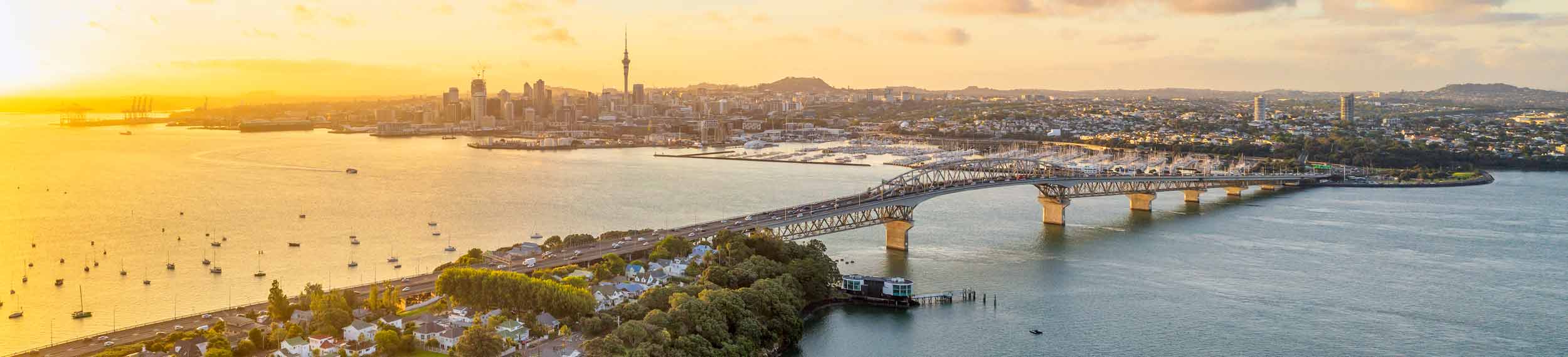 Auckland panorama at sunrise.