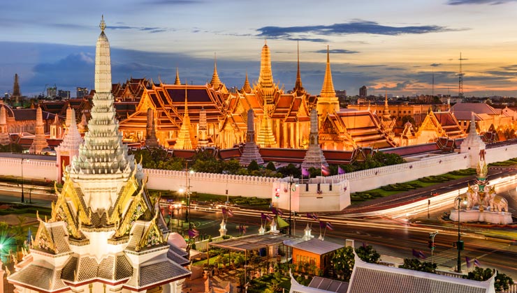 View of the Grand Palace in Bangkok, Thailand.