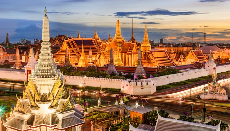 View of the Grand Palace in Bangkok, Thailand.