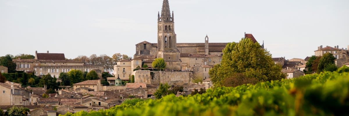 View of Saint-Émilion in Bordeaux, France. 