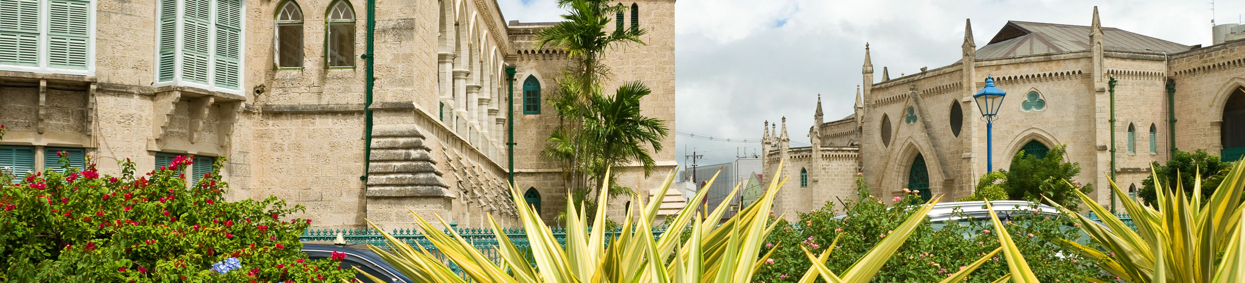 View of the Parliament Buildings in Bridgetown, Barbados. 