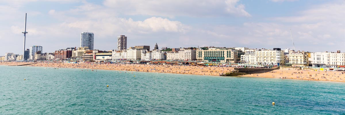 View of the Brighton Beach in Brighton, UK-England. 