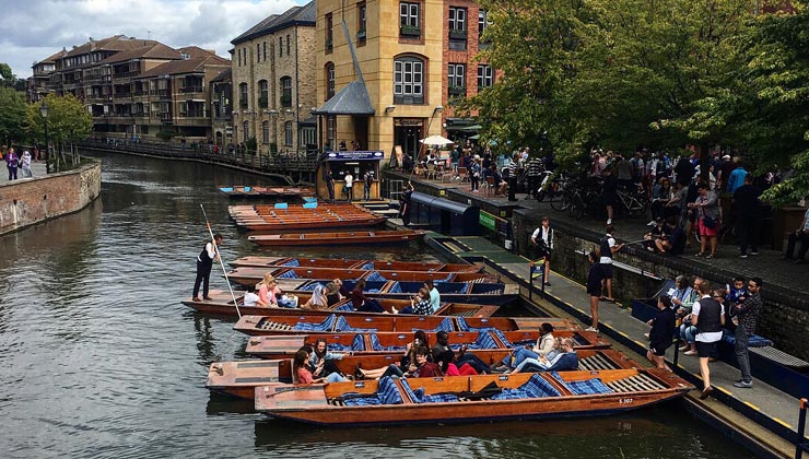 Punting on the river in Cambridge, England. 