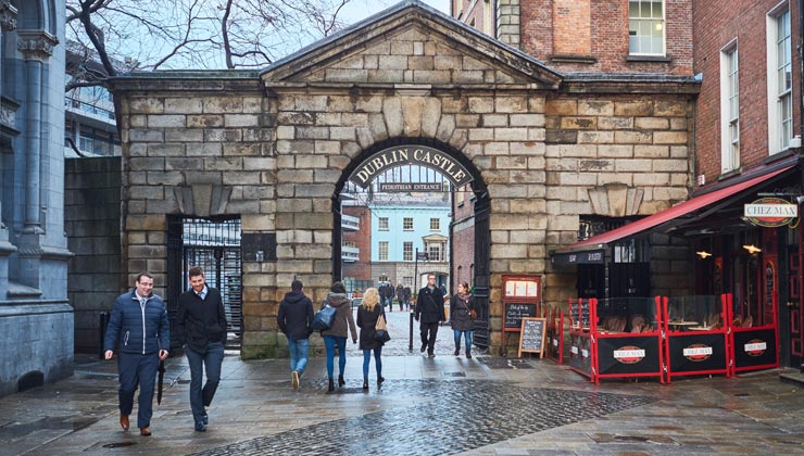 View of the entrance of Dublin Castle. 