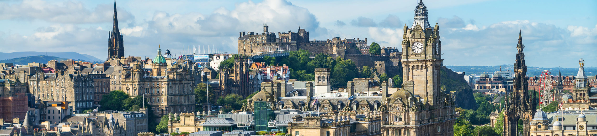 Mountain view point over Edinburgh city in Edinburgh, Scotland. 