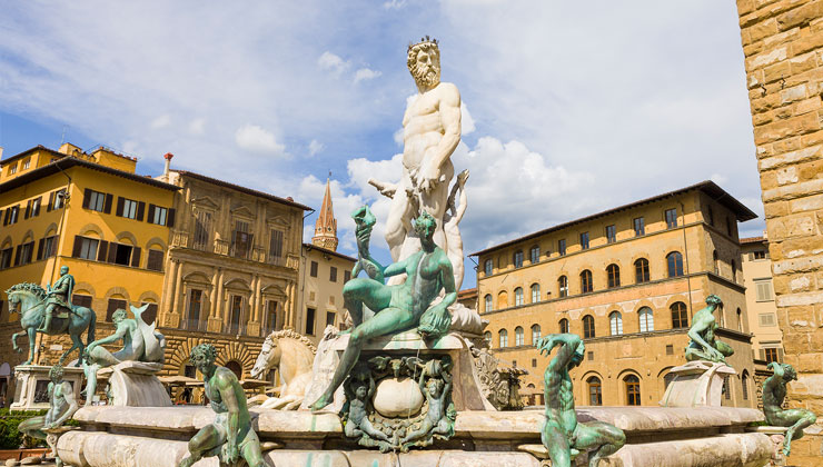 Fountain of Neptune in Piazza della Signoria in Florence, Italy. 