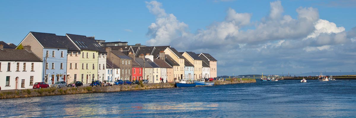 Typical houses on the small port of Galway. 