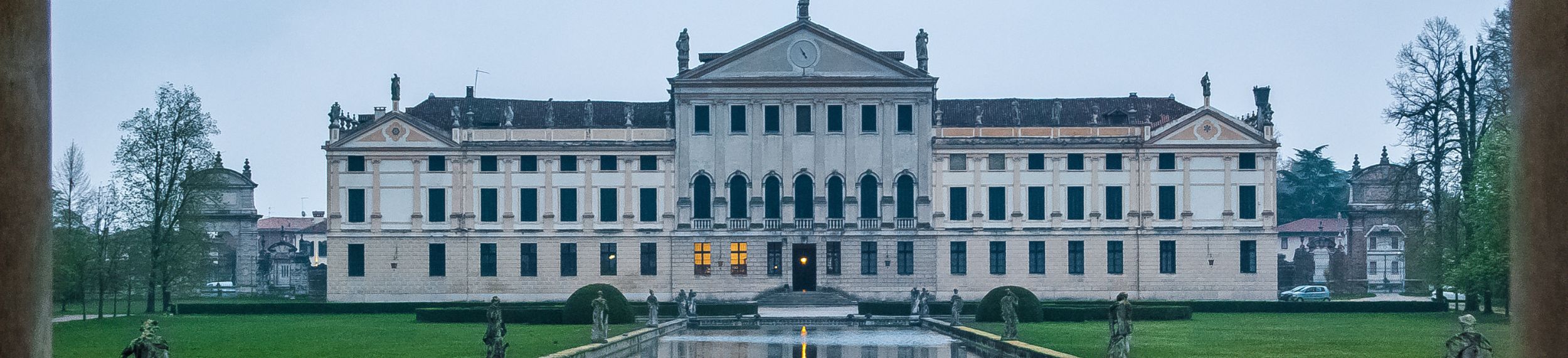 View across the water of the Villa Pisani in Padua, Italy.