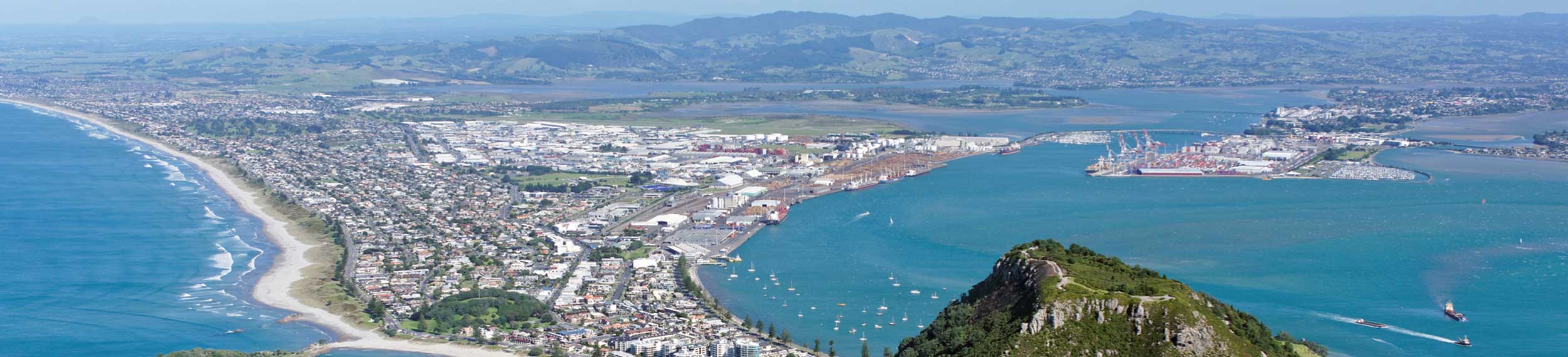 Aerial view of Mt Maunganui, North Island, New Zealand