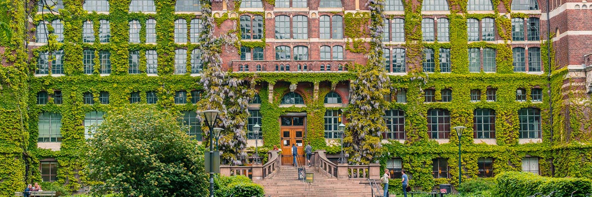 Campus building covered in Ivy in Lund, Sweden. 