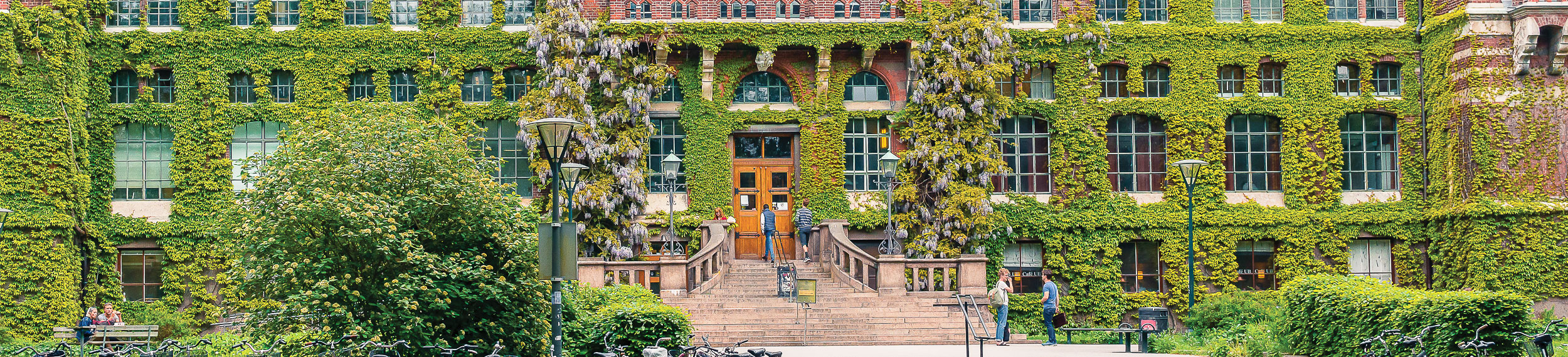 Campus building covered in Ivy in Lund, Sweden. 