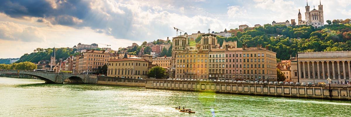 Lyon and river Loire in France on sunny summer day.