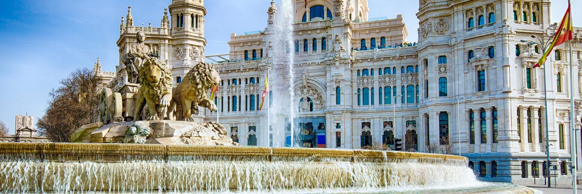 Cibeles Fountain In Downtown Madrid, Spain.