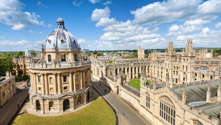 Aerial view of Radcliffe Camera in Oxford England. 