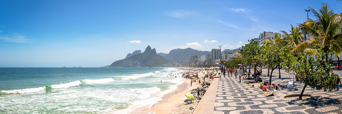 Ipanema Beach and Two Brothers (Dois Irmaos) Mountain - Rio de Janeiro, Brazil 