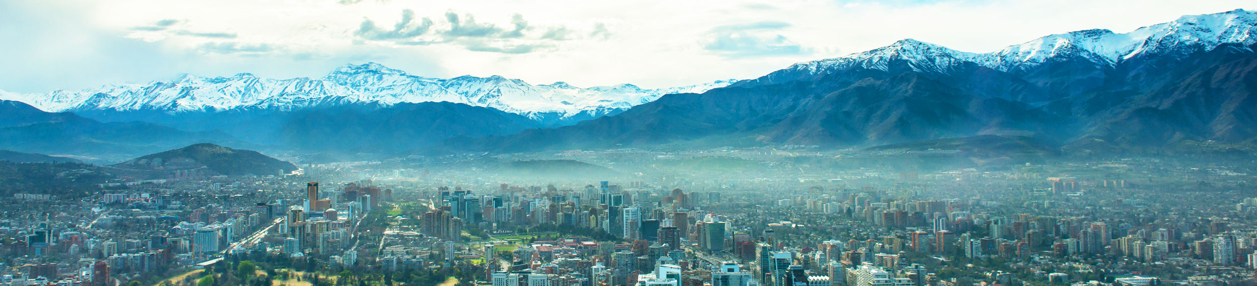 Aerial view of Santiago, Chile. 
