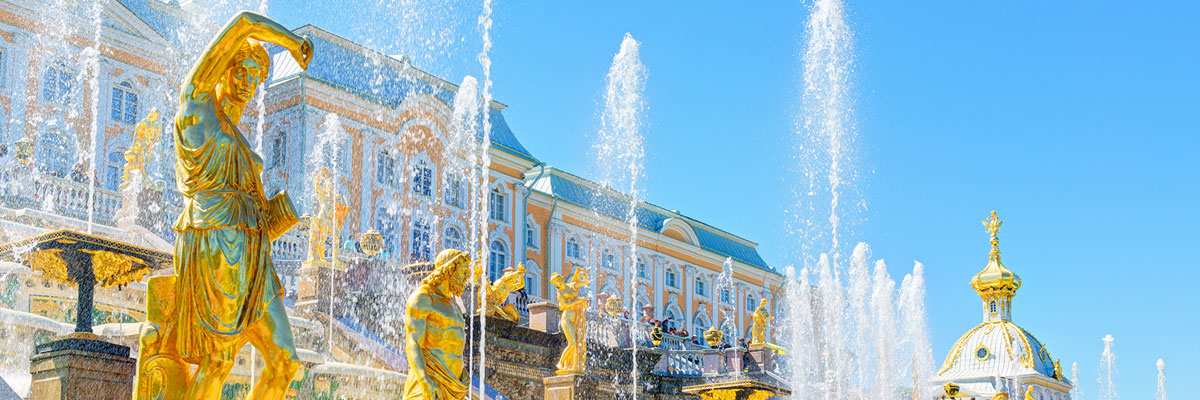 Grand Cascade in Peterhof Palace, Saint Petersburg, Russia.