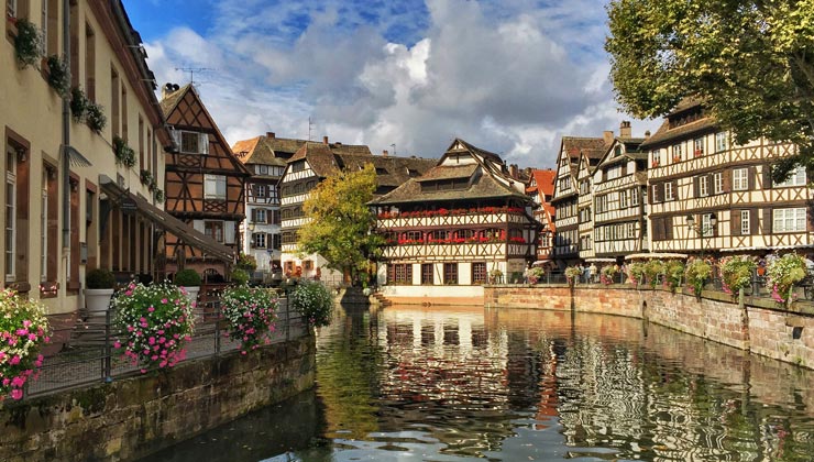 View of the canals of La Petite France, Strasbourg, France