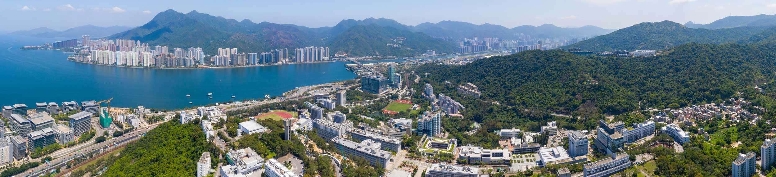 Aerial view of Chinese University of Hong Kong.