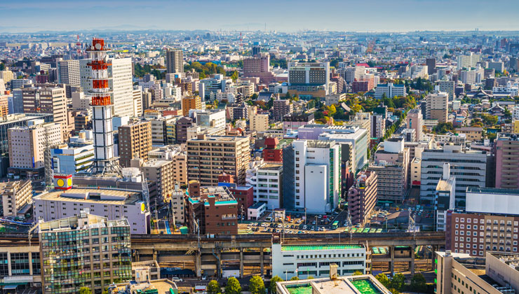 View of Sendai, Japan. 