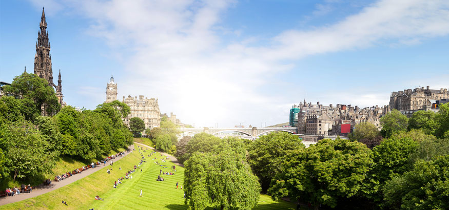 Princes Street Gardens in Edinburgh, Scotland.