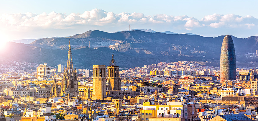 Skyline Barcelona at sunset