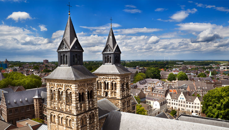 A view on Maastricht, Netherlands from the top of Saint Jan's Church. 