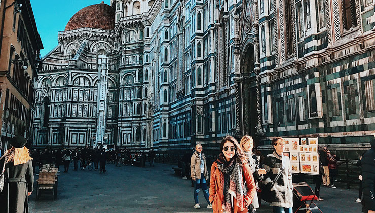 UC Santa Barbara student at the Baptistery of St. John, one of the oldest buildings in Florence, Italy.