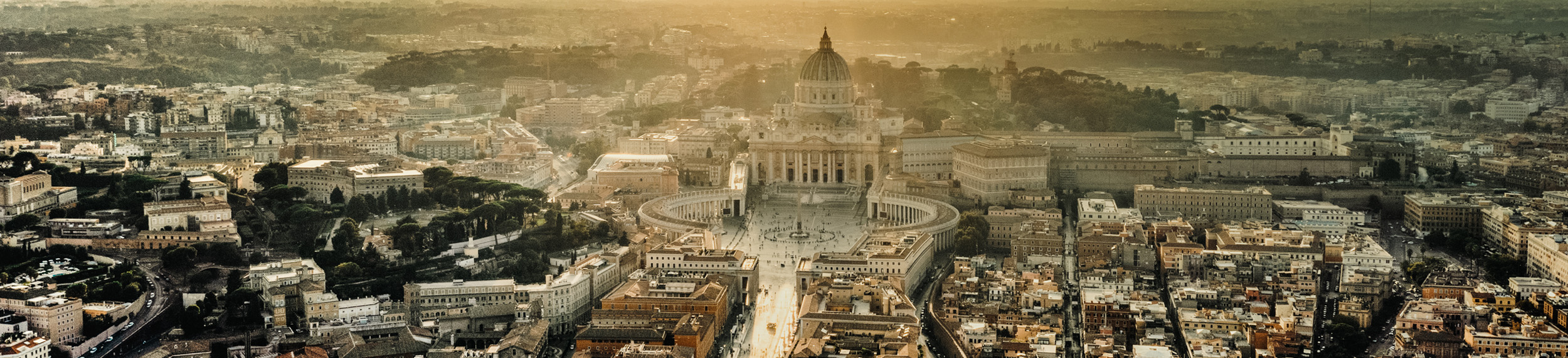 A daytime aerial view of Rome, Italy. 