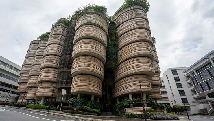 The Hive building at Nanyang Technological University, Singapore.
