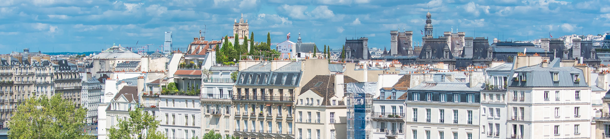 A landscape shot of residential buildings in Paris, France
