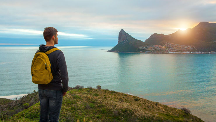 Student looking at the view in Cape Town South Africa.