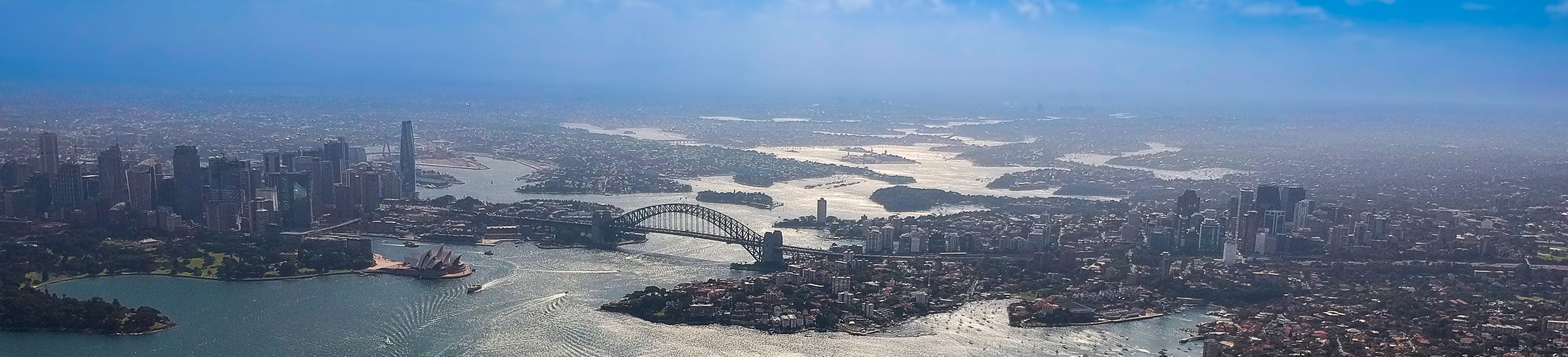 Panoramic aerial view Sydney Harbour