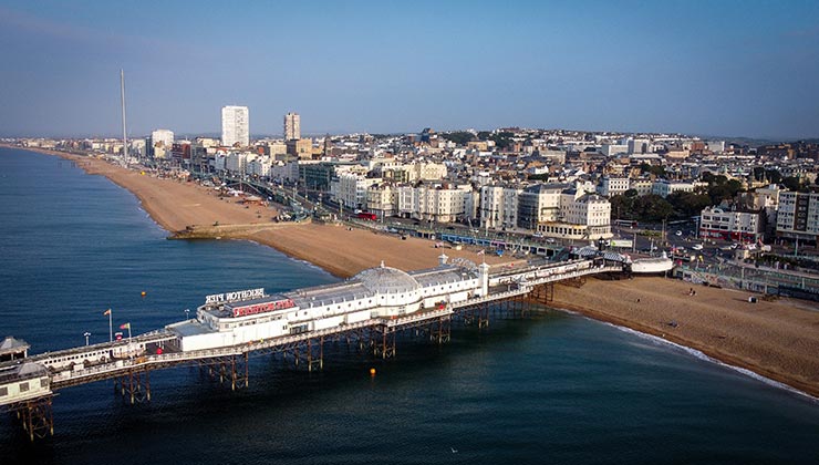 Panoramic view of Brighton Beach.