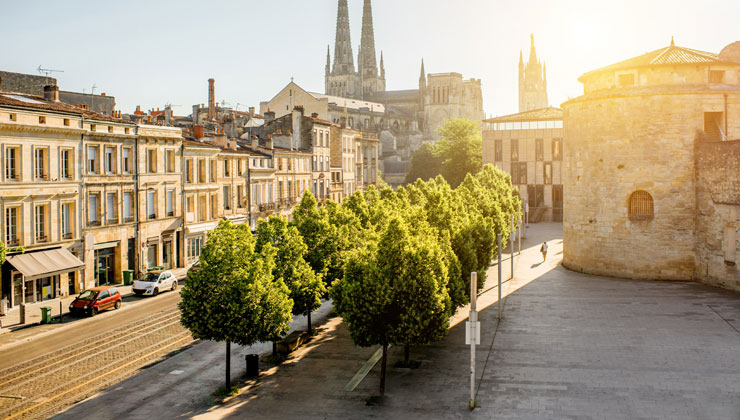 A view of the cathedral in Bordeaux, France.