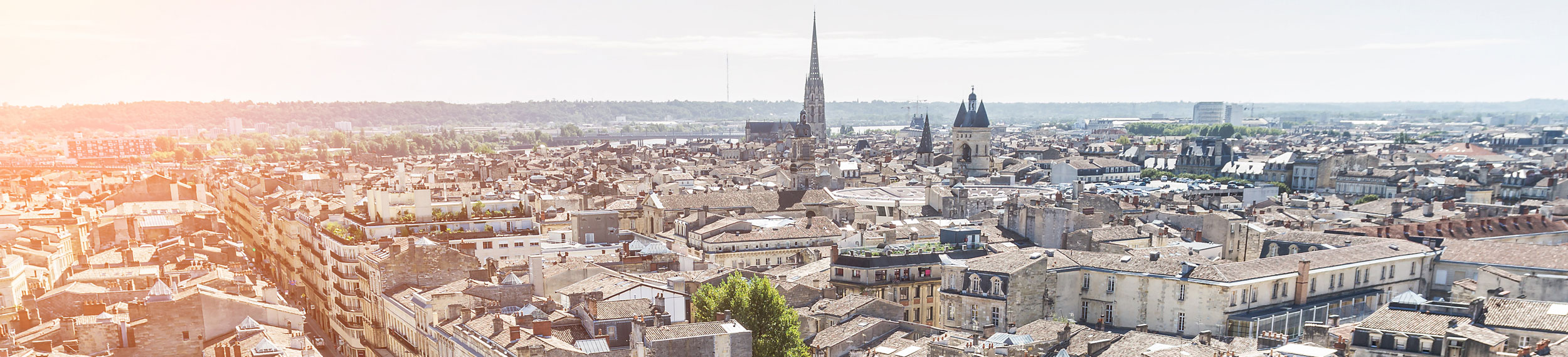 Aerial view of the city in Bordeaux, France.