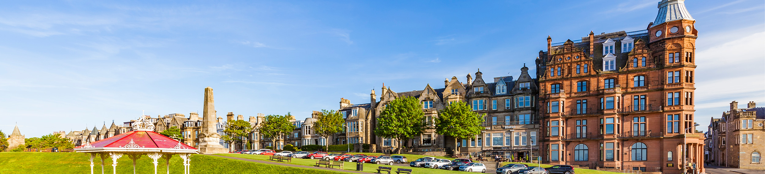 The waterfront promenade in Fife, St. Andrews, Scotland. 